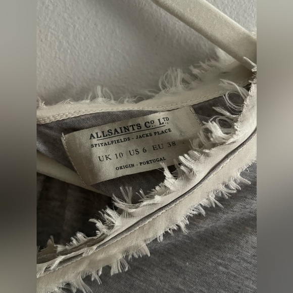 All Saints Gray Top Fringe Detail - Picture 3 of 6